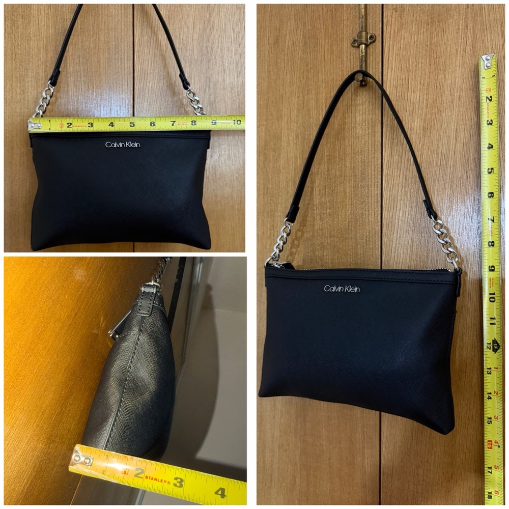 Calvin Klein Black Saffiano Shoulder Bag w/ Chain Strap - Picture 3 of 14